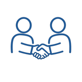 Handshake Icon Line Art Innova Dental Navy Blue